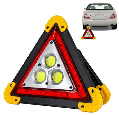 Luces Triangulares Led para Coches - Aleación de Aluminio ABS 22x20.5x2cm | Triángulo de advertencia LED de carga rápida plegable | Triangĺe de carretera plegable Seguridad llamativa y brillante