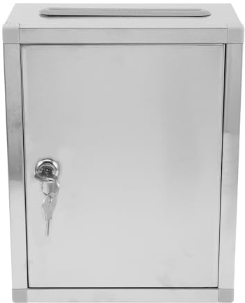 jojofuny Stainless Steel Public Reports Box 27X21X10Cm Sturdy Multi-Functional Suggestion Box with Lock for Outdoor Classrooms and Fundraising