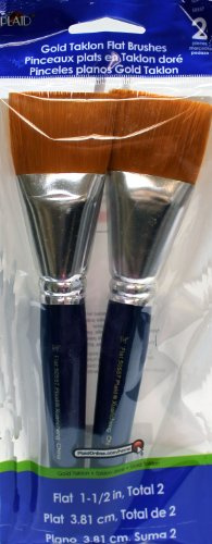 Plaid Enterprises, Inc. 50557E Plaid Taklon Flat Brush, Gold (2-Piece)