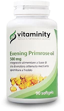 Vitaminity Evening Primrose Oil, Integratore Alimentare - Antiossidante e Antiinfiammatorio per pelle e articolazioni, a Base di Olio di Enotera - Formato da 90 Capsule Softgel