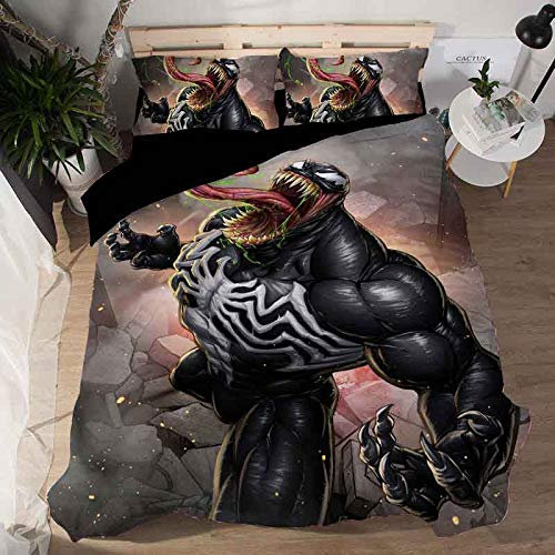 Qunqun Marvel Avengers Alliance 3D Venom Bed Linen Set Iron Man The Flash Double Queen King Comforter Bedding Sets Bed Linen Linen (2.200 x 200 cm)