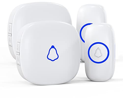 Wireless Doorbell 2 Buttons 2 Receivers, SECRUI Mini Waterproof Door Bell Operating at 1000 Feet, M520+F55 Doorbells with 52 Melodies, 5 Volume Levels & LED Flash