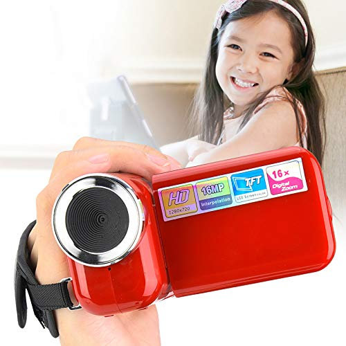 Caméra Vidéo Numérique, Zoom Numérique 16X 1080P TFT Caméscope Petite Taille Léger Mini DV Vidéo Caméscope pour Caméra Vidéo Caméscopes Enfants Débutants Adolescents(Rouge)
