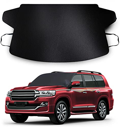 Car Windshield Snow Cover, Upgraded 600D Oxford Fabric Windshield Frost Cover, 75×47 Inch Wind and Snow Protection Kit, Four Seasons Car Windshield Sunshade and Snow Cover, Universal Truck, SUV, Car