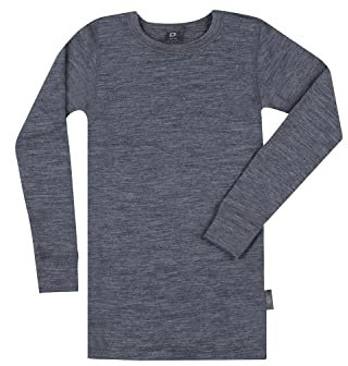 Dilling Langarmshirt aus natürlicher Merinowolle für Kinder Blaugrau meliert 122-128