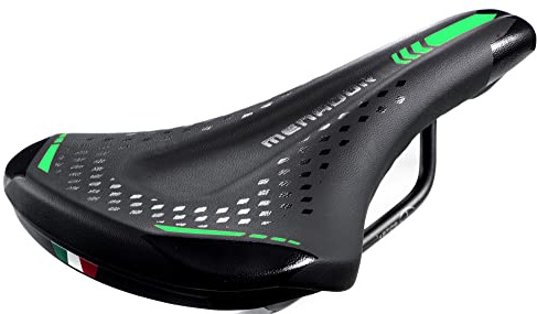 Montegrappa cykelsadel för E-MTB-GRAVEL Menador 3400, i minnesskum svart/grön