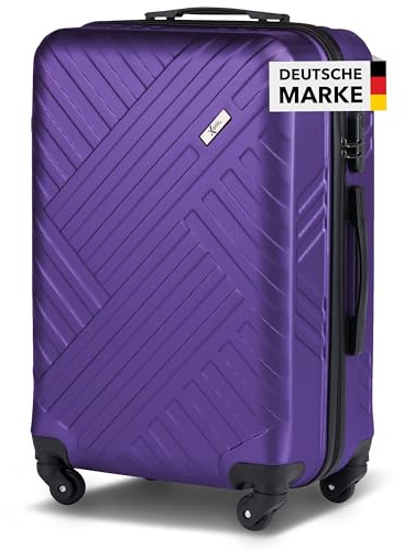 Xonic Design Reisekoffer - ABS Hartschalen Koffer mit 360° Leichtlauf-Rollen - hochwertiger Trolley mit Zahlenschloss in M-L-XL oder Set (Lila, L)