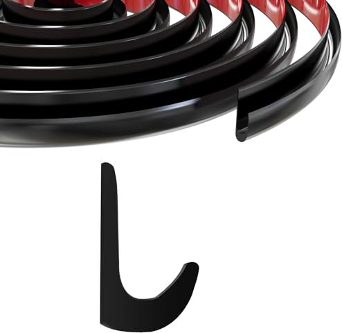 Ameri Regnränna i PVC-plast för bilar, skåpbilar och husbilar, lätt att installera flexibel droppskena för att kontrollera vattenavrinning (4,9 m, svart)