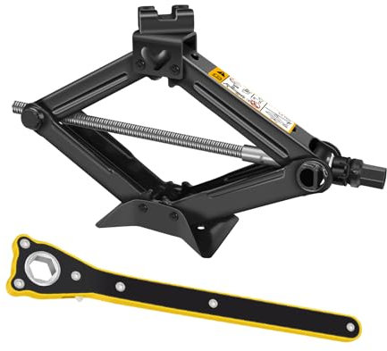 Wagenheber mit Ratschenschlüssel, Scherenwagenheber für Auto und SUV - 2 Tonnen | Autoheber-Set - Scherenheber | Tragbar, ideal für Wartung und Reparatur, 105 bis 385 mm Hubbereich