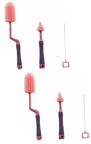 ifundom 2piezas Cepillo De Limpieza para Biberones De Set De Cepillo para Tetinas y Accesorios Rotación para Bebés Color Rosa