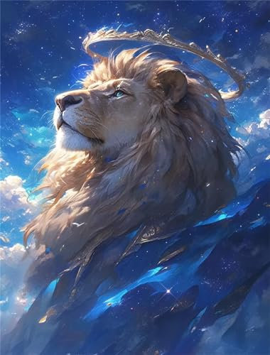 Diamond Painting Groß XXL LöWe 100x132cm, 5D Himmel Diamond Painting Erwachsene Groß,DIY Diamant Painting Bilder Groß Kunst Malerei Bastelset für Zimmer Deko Wohnzimmer, Geschenke für Frauen