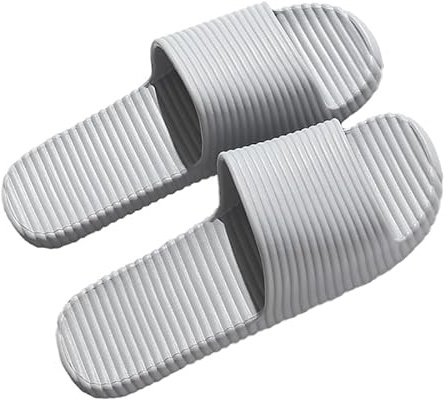 AioTio Chaussons pour Femme Homme Confortable de Bain Pantoufles de Douche Antidérapant Très Léger Chaussons de plage décontractées(Gris,44/45EU)