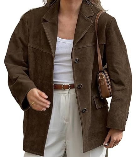 Kvinnor gamla pengar estetik mockajackor Y2K vintage krage kappa baggy button down ytterkläder grunge blazers