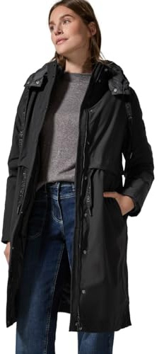 Cecil B101059 Trench Coat 2 en 1, Negro, XL Mujeres