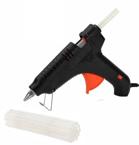 HEROASY Pistola Colla a Caldo Professionale 70W diametro colla 11 mm, con Interruttore Luminoso - Colore Nero, Resistente e Sicura