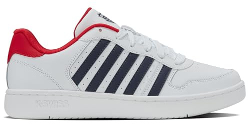 K-Swiss Court Palisades Herren Turnschuh, White Red Peacoat, 46 EU