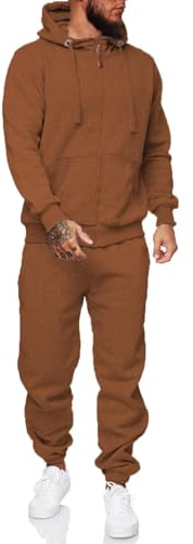 HHGKED Trainingsanzüge für Herren, 2-teiliges Set, athletische Jogginganzüge, lässige Outfits für Herren, Braun, Small