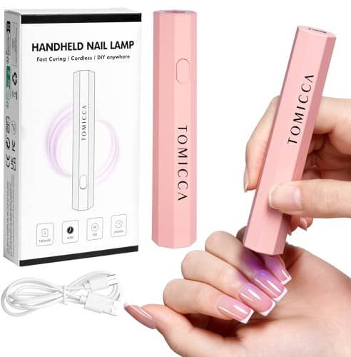 TOMICCA Lampada UV ricaricabile per unghie in gel, mini lampada UV portatile per unghie, piccolo asciugatore LED per smalto gel e tip, innocuo per le unghie, rosa
