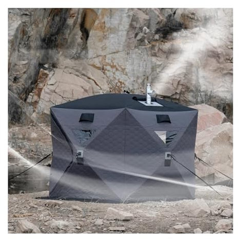 Fishing Tent Star Hub Tent Portable Pop Up Ice Fishing Angler Thermal Hub Shelter Tent sauna tent for Winter Ice Fishing Shelter(Grey)