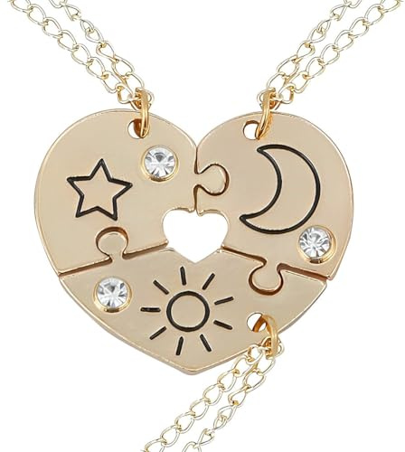 JEYORZY Set di 3 Pezzi Collana Dell'amicizia BFF con Ciondolo, Collana del Migliore Amico per Ragazzi e Ragazze - Regalo di Compleanno