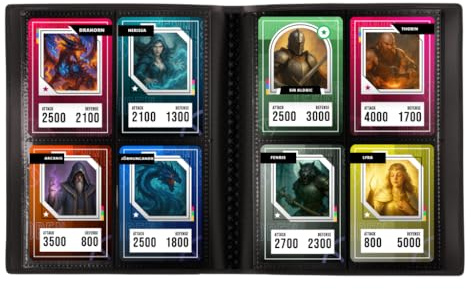 Konix Mini-Sammelordner für 160 Sammelkarten - 4 Taschen 63 x 88 mm pro Seite - Kompatibel mit Magic The Gathering, Pokémon, Yu-Gi-Oh! - Schwarz