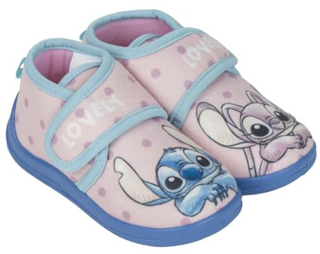 Disney Pantofole per bambini, Frozen Elsa, Minnie Mouse, Stitch, con velcro, suola comoda, per ragazze, Stitch, 28 EU