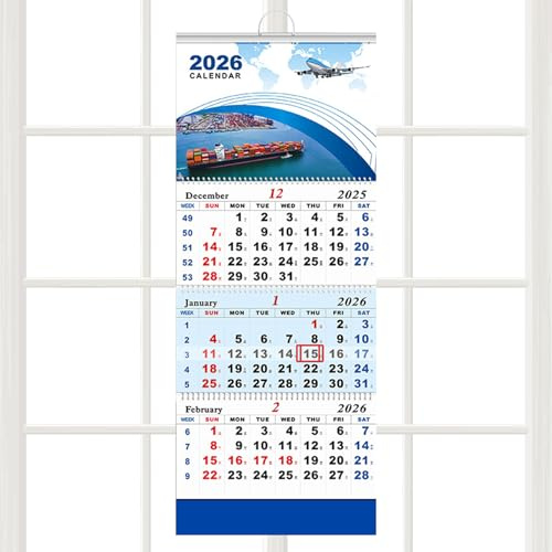 Wall Calendar 2026-2027 - 3 Months Home Organizer | Wall Calendar Vertical | For Home Study Living -Room Bedroom -Art -Studio