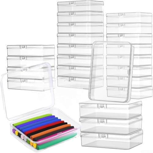 Klara förvaringsboxar i krita 24-pack med säkra lock, stapelbar design för att organisera konsttillbehör och små föremål i hantverksrum eller arbetsytor