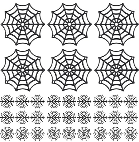 DECOMELODY Telarañas Falsas Negras de Plástico 200 Piezas para Decoración de Halloween Interior y Exterior Mini Telarañas Elásticas para Pared Accesorios Reutilizables para Fiestas