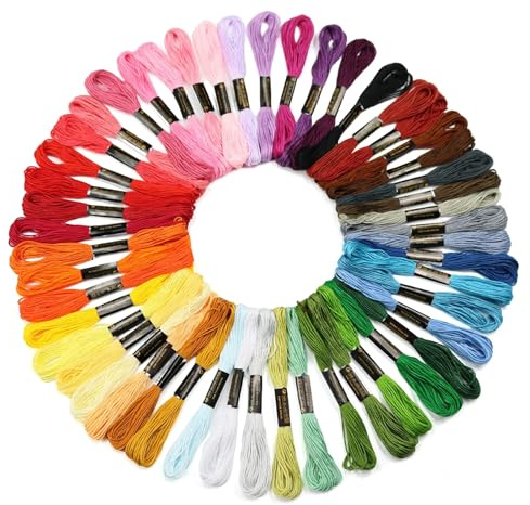 Yeeliv Embroidery Threads for Cross Stitch, 50 Colours, 8m, Polyester-Cotton, DIY Crafts and Friendship Bracelet Making