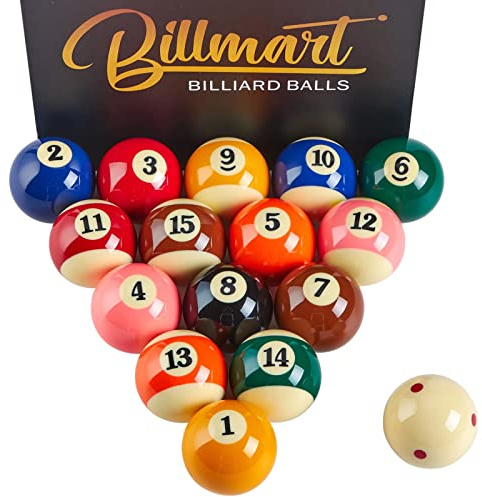 Billmart Premium biljardbollar biljardbord tillbehör 2–1/10,2 cm normal storlek 16 biljardbollar biljardset