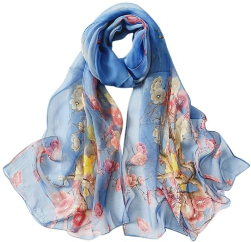 FARIYGATE Women's Scarves & Wraps Smooth Soft and Lightweight Georgette Chiffon Neck Scarf Retro Floral Hair Head Bandanas Neckerchief