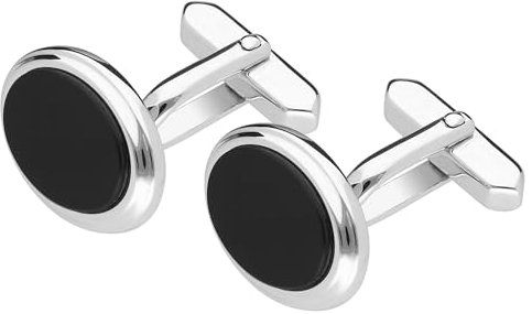 trendor 15072 Manschettenknöpfe 925 Silber mit Onyx modisches Accessoire für Herren, zeitlose Geschenkidee für Männer,