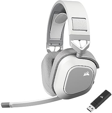 Corsair HS80 MAX Wireless Multiplattform Gaming Headset Mit Bluetooth - Dolby Atmos - Mikrofon in Broadcast-Qualität - iCUE-Kompatibel - PC, Mac, PS5, PS4, Mobile - Weiß