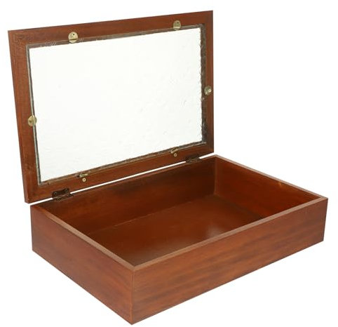 WOFASHPURET Holzbox Schmuckkästchen Mit Deckel Vintage Design Kleine Aufbewahrungsbox Für Schmuck Aus Holz Mit Glasdetails Tragbar Und Robust Organizer Für Schmuckstücke