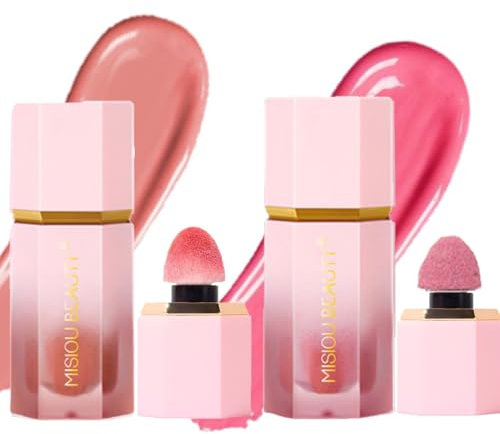 KARLOR 2 Stück flüssig Rouge Blush Set, liquid Blush Stick cream Blush Pfirsich Rose flüssig Blush Set cremig Rouge matte leicht wasserdicht langhaltend Make up Stick für Wange Gesicht(02+05)