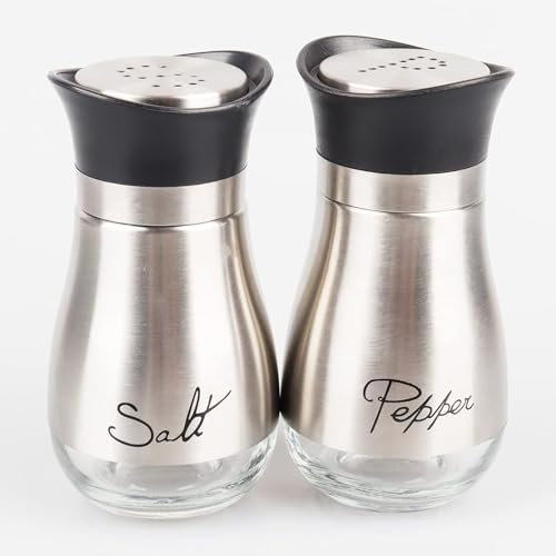 lurora2021 2 Pezzi Set Macina Sale e Pepe Saliera e Pepiera Set Sale e Pepe In Acciaio Inox Saliera e Pepiera Con Coperchio per Cucinare In Cucina, Barbecue All'aperto, Picnic In Campeggio (Argento)