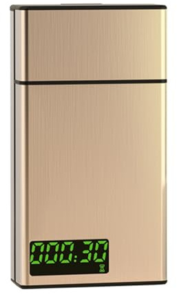 Smart cigarettlåda hjälper rökavvänjning och kontroll, 20 cigarettkapacitet aluminiumlegering Borstad metall Timed Lock Box Portable,Gold