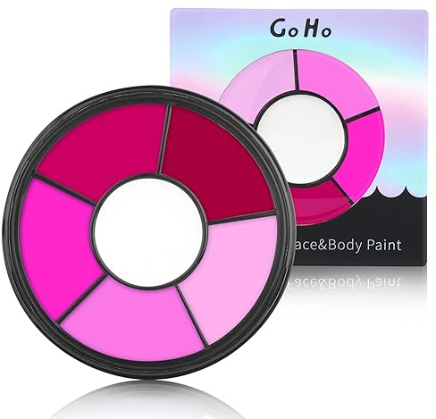 Go Ho 6 Colors Hot Pink Face Body Paint,Cream Washable Formula Face Paint for Halloween Cosplay,Body Paint SFX Makeup Palette,Professional Face Paint Makeup