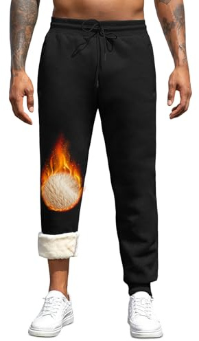 Pantalon Polaire Homme Jogging Hiver Chaud Thermique Coton Sport Pantalons Ample Large Grande Taille Bas de Survêtement Homme XS Legging Noir