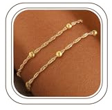ZHESHY Bracelet Femme Argent Or Plaqué Or 14k Réglable Empilable Chaîne Bracelets Coeur Perle Love Scintillante Lot Bracelets Personnalisé Fantaisie Anniversaire Pour Femmes File Bijoux 16cm+5cm