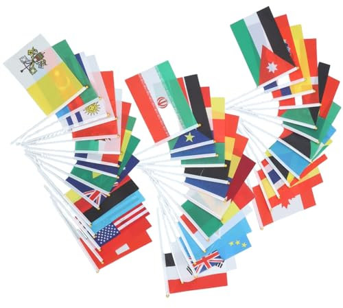 KONTONTY Lot De 40 Mini Drapeaux Nationaux Portables Sur Pour Drapeaux De Fierté Des Pays Décorations De Fête De Bar Bannières Internationales