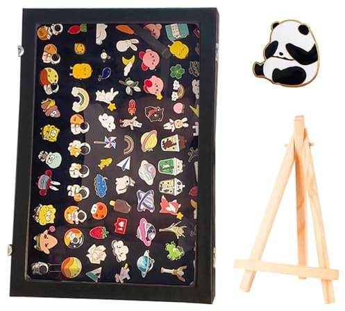Présentoir à épingles, Présentoir à Badges 35x24x5cm Collectionneur D'épingles En Bois avec Fenêtre Transparente Vitrine Verrouillable pour épingle à Poitrine Médaille Badge Bijoux