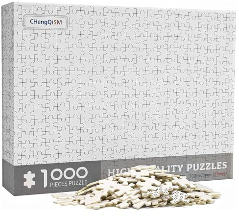 Puzzle 1000 Teile für Erwachsene, Leere Reinweißes Puzzles, Schwierige Herausforderung, Hölle Schwierigkeitsgrad, Einfarbig Puzzles Geschenke für Jugend und Puzzle-Liebhaber