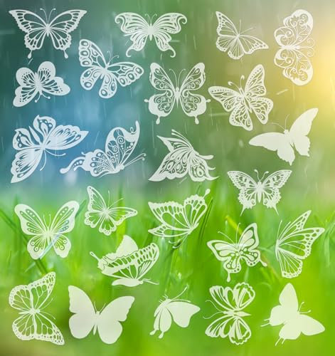 24-Teiliges Fensteraufkleber Vogelschutz, Fenster Vogelschutz PVC-Set mit UV-Reflexion, Verhindert Vogelschläge für Glas Fenster Balkon Einfache Anwendung Wiederverwendbar Sicher Und Ungiftig