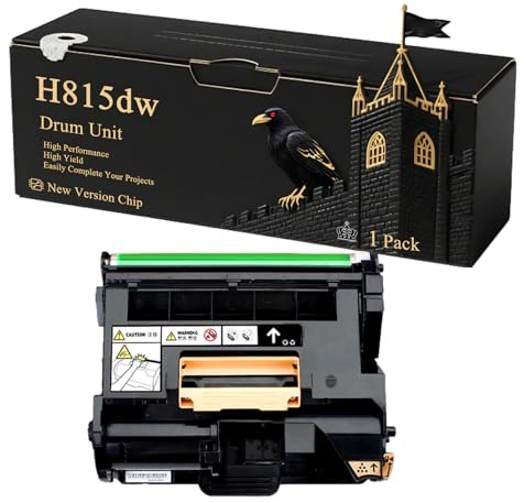 H815dw Drum Unit Compatible for Dell H815dw S2810dn S2815dn Printers, With Chip, 60000 Pages, Vibrant Colours (1 Pack Black)