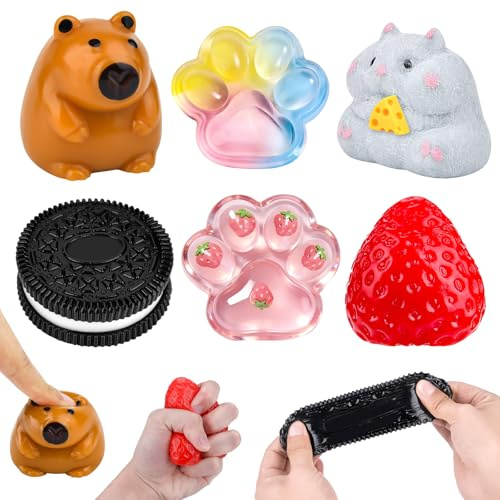 Taba Squishy, 6 Pcs Squishy Toys for Kids, Fufu Squishy Fidget Toys for Adults Anxiety Relief, Stress Relief Toys for Decompression Birthday Novelty Gift