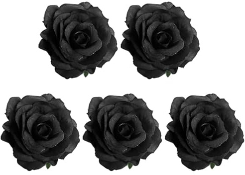 Générique Broche Rose Funéraire Noire 5 Pièces, Pince à Cheveux Fleur Artificielle, Accessoire Coiffure Femme pour Cérémonie et Deuil, Épingle Décorative Élégante pour Cheveux et Vêtements