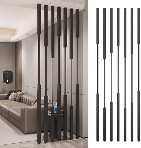 Separador alto de habitación, pantalla de privacidad para oficina, separadores de divisiones, columna de separación de pared de poste separador independiente, separador de listones de metal