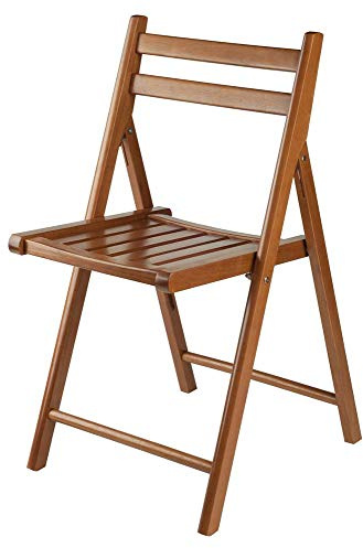 Winsome Robin Folding Chair Set of 4 in Teak, Convenient & Lightweight Portable Kitchen & Dining Chairs for Small Homes & Apartments, Indoor & Outdoor Foldable Seating